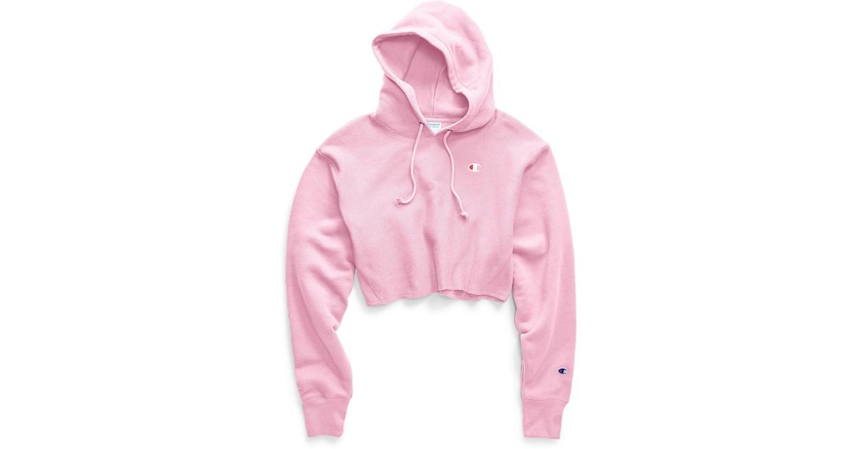 pink cropped champion hoodie