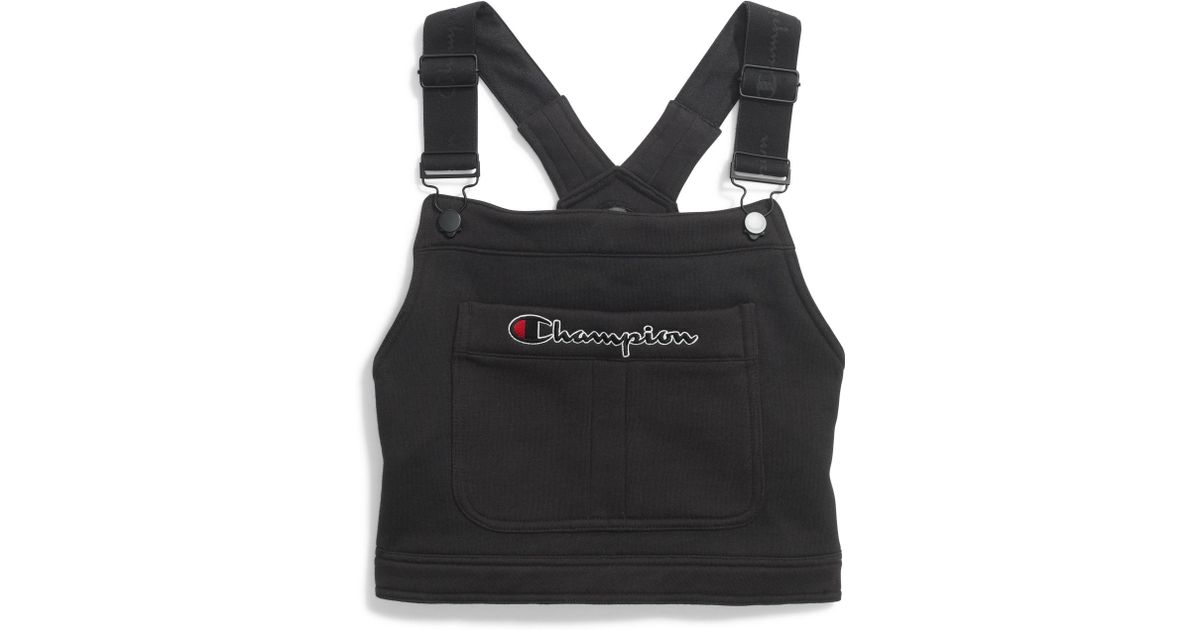 champion overall bib crop top