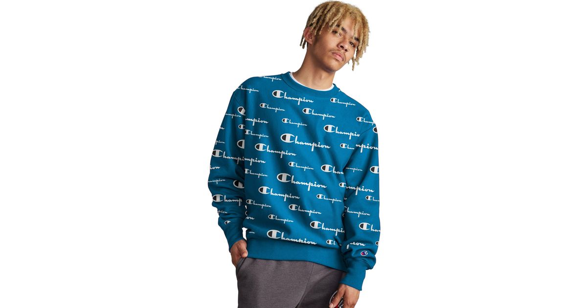 champion reverse weave aop script crew