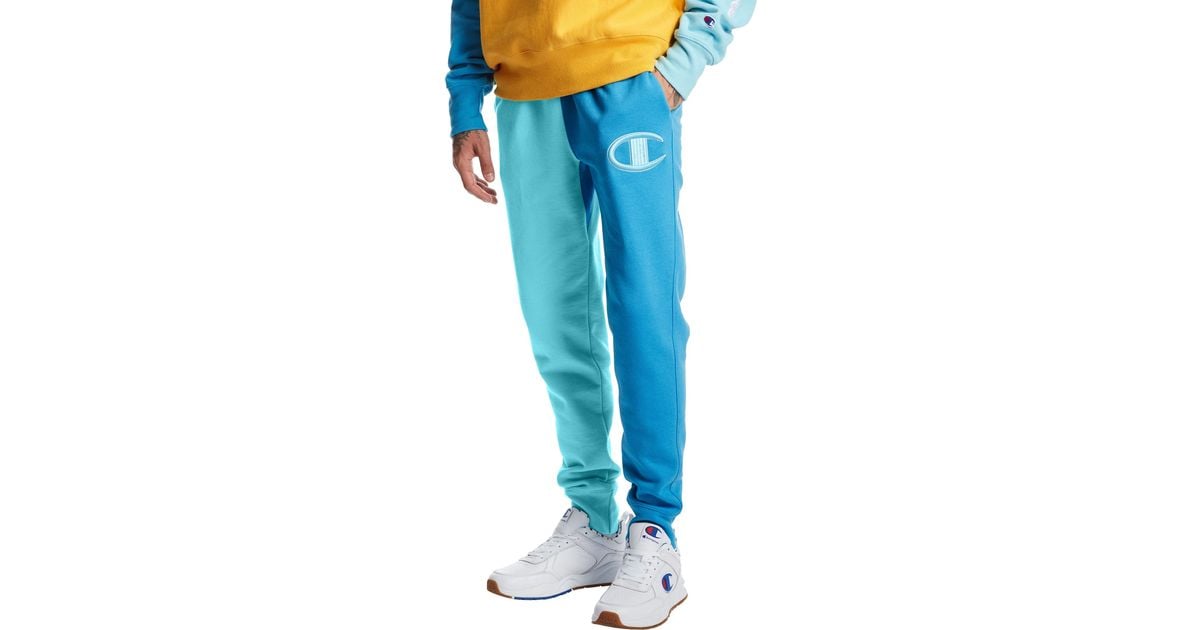 Champion Fleece Life Reverse Weave Colorblock Joggers in Blue for Men - Lyst