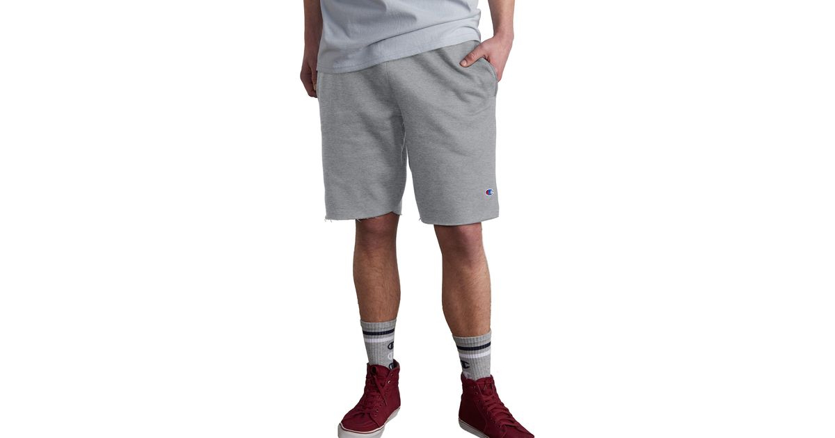 champion reverse weave cut off oxford grey sweat shorts