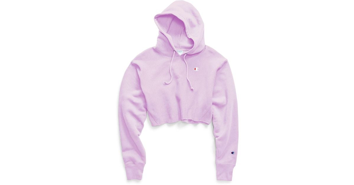 purple cropped champion hoodie