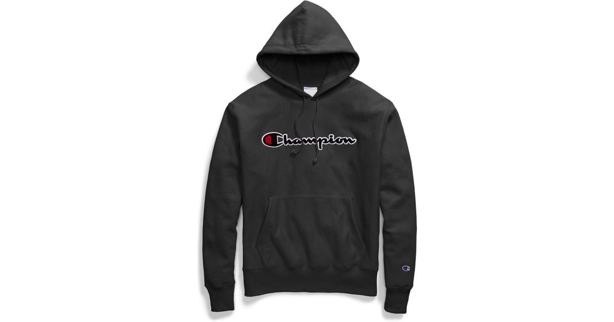 Champion Fleece Life® Reverse Weave® Pullover Hood, Chenille Script Logo in  Black for Men - Lyst