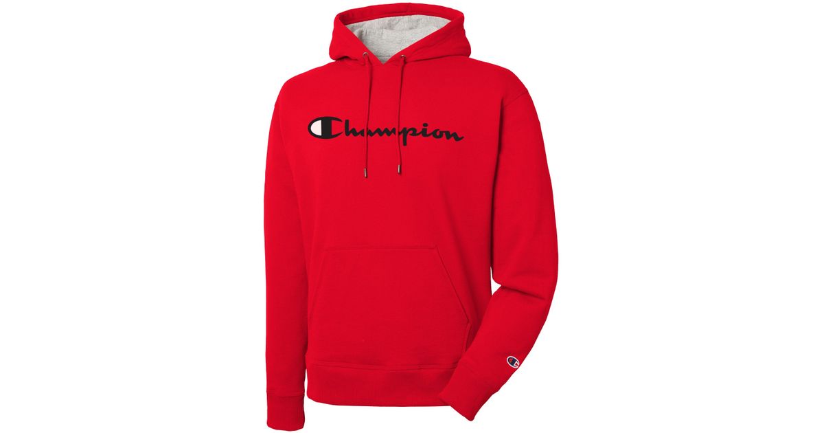 Champion Cotton Powerblend® Pullover Hoodie, Script Logo in Red for Men - Lyst