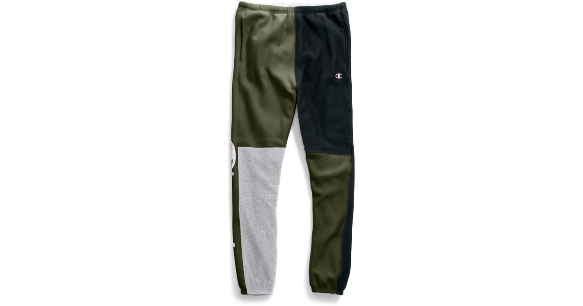 champion colorblock sweatpants blue and yellow