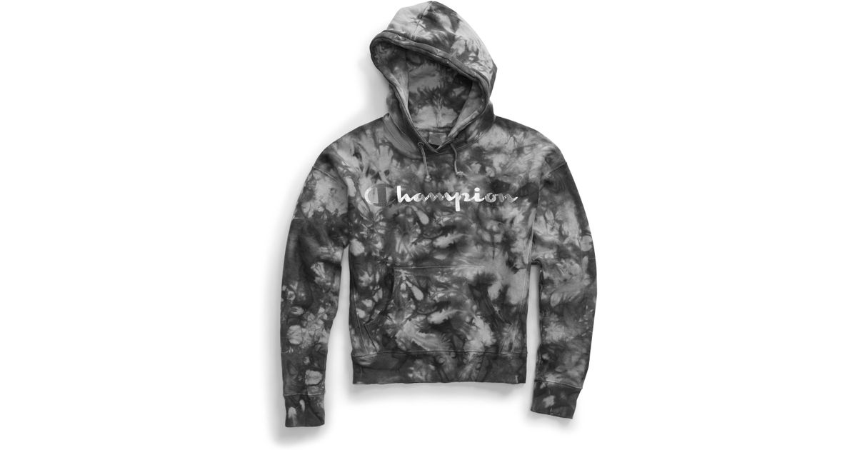 champion reverse weave scrunch dye black hoodie