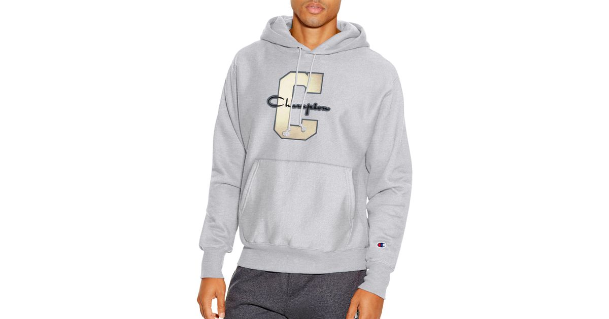 champion varsity c logo pullover hoodie
