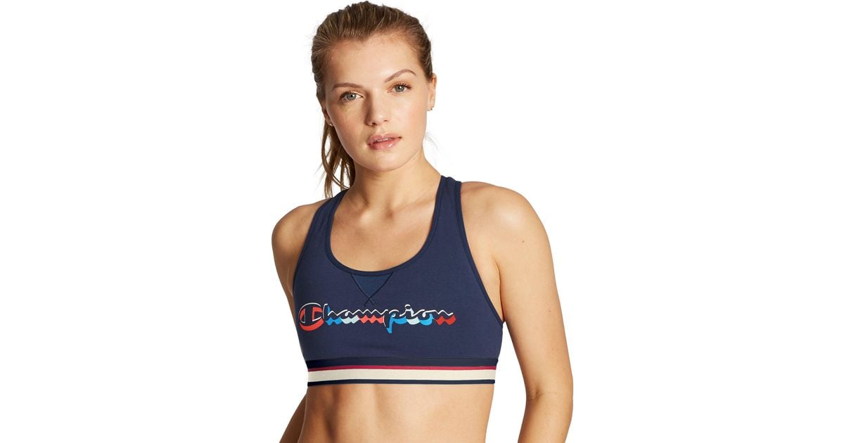 Champion Cotton Athletics The Authentic Sports Bra in Blue Lyst