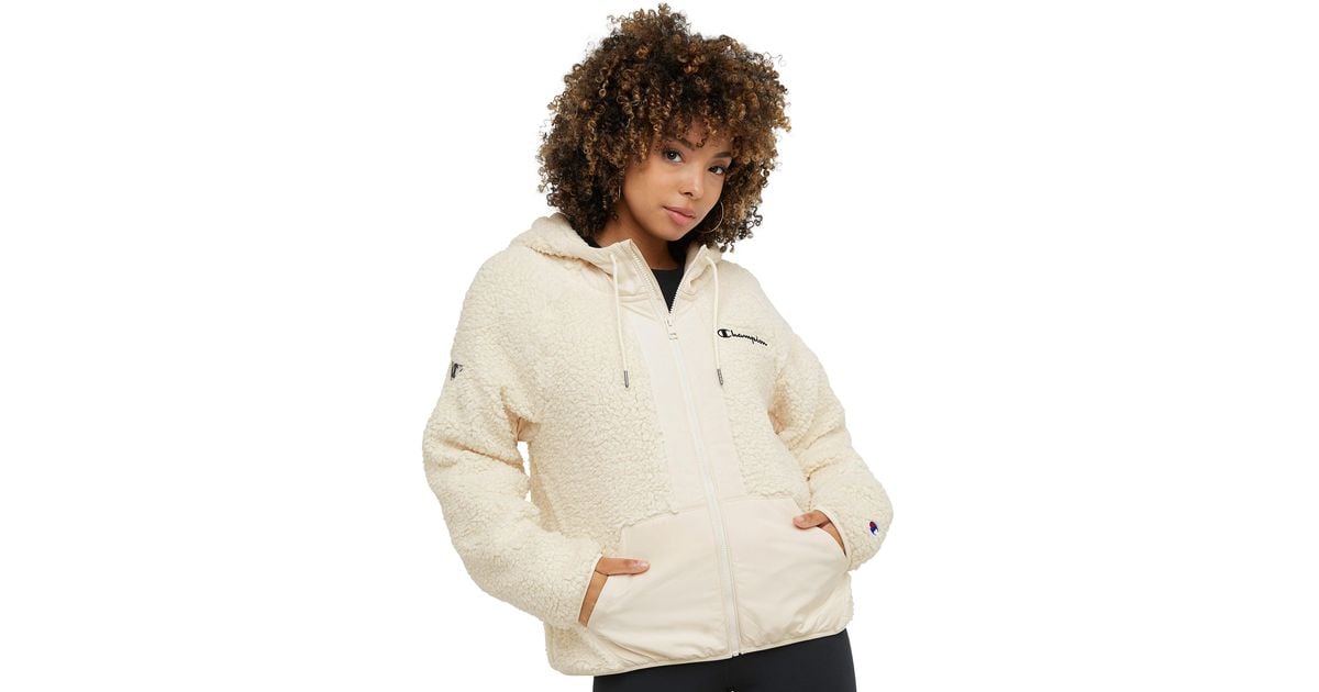 Champion Cozy High Pile Fleece Jacket in White | Lyst