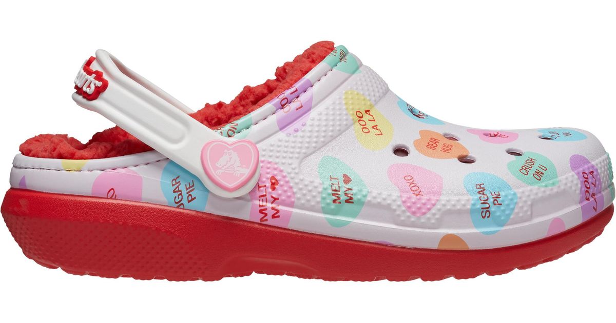 Crocs™ Classic Lined Sweetheart Clog Shoes in White/Red (Red) Lyst