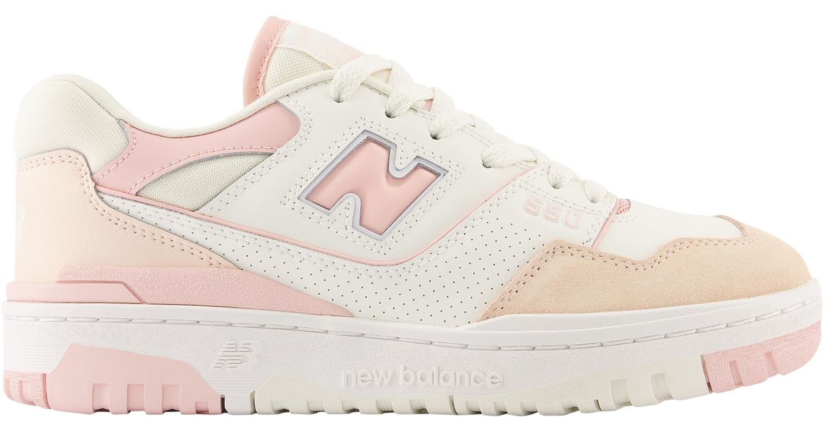 New Balance Leather 550 Training Shoes in White/Pink (Pink) Lyst