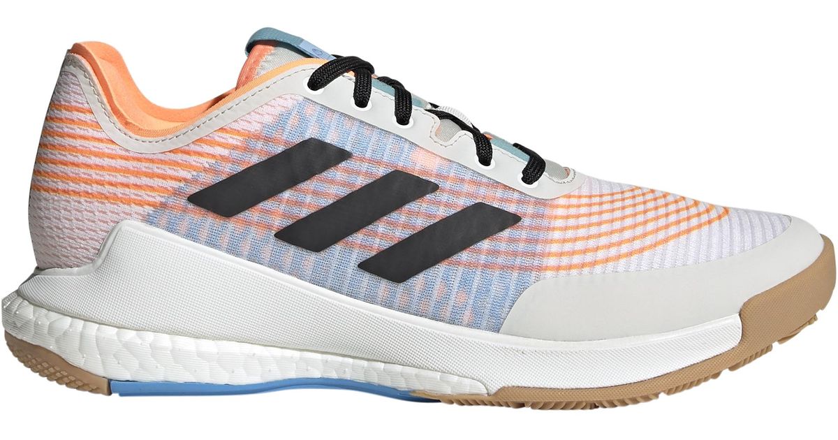 adidas Lace Crazyflight Volleyball Shoes in White/Black/Orange (White