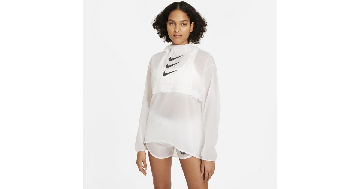 Nike Run Division Packable Running Jacket in White/Black (White) | Lyst