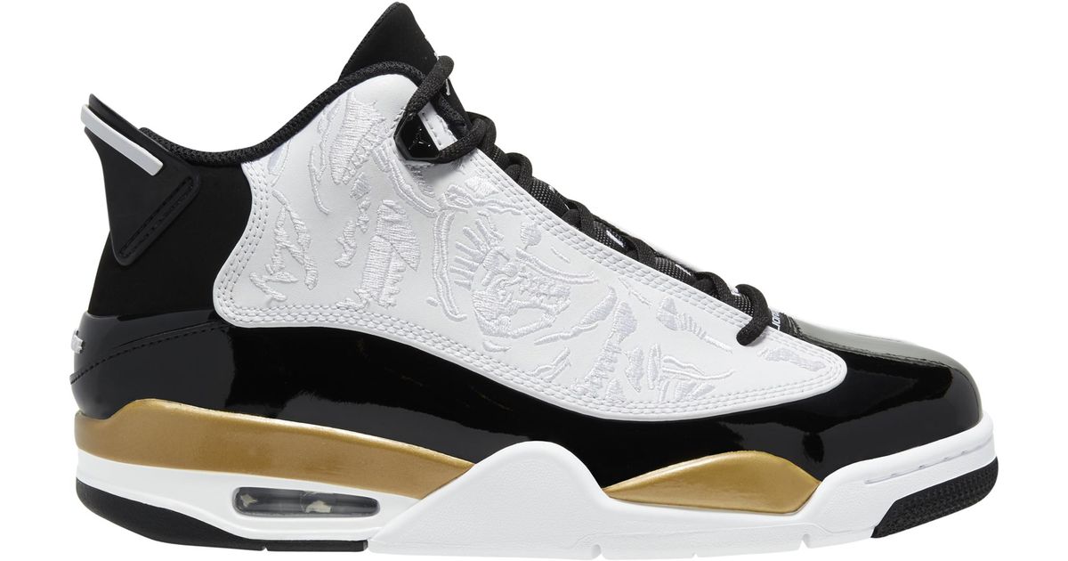Nike Leather Air Jordan Dub Zero Shoe in Black/White/Metallic Gold