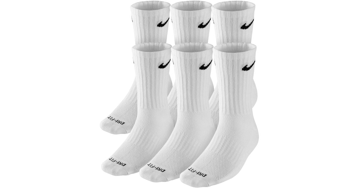 Nike Synthetic Dri-fit Cushioned Crew Socks (medium/6 Pairs) in White ...