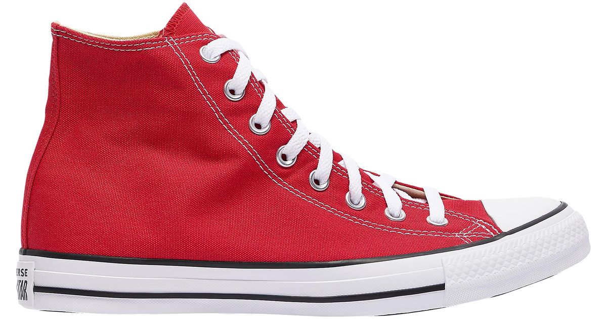 Converse Canvas All Star High Top Basketball Shoes in Bright Red