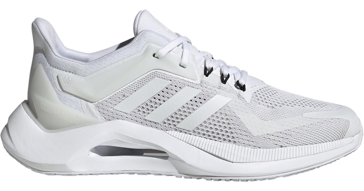 adidas Lace Alphatorsion 2.0 Running Shoes in White/White/Grey (White