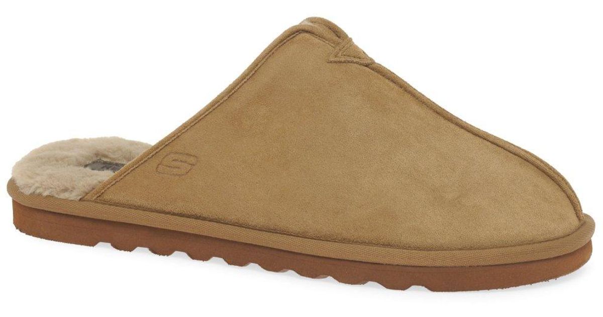 Skechers Renton Palco Lined Mule Slippers in Tan Suede (Blue) for Men