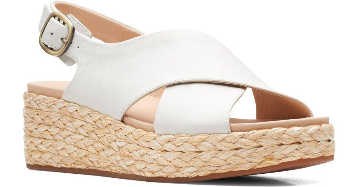 Clarks Kimmei Cross Wedge Sandals in White | Lyst Canada
