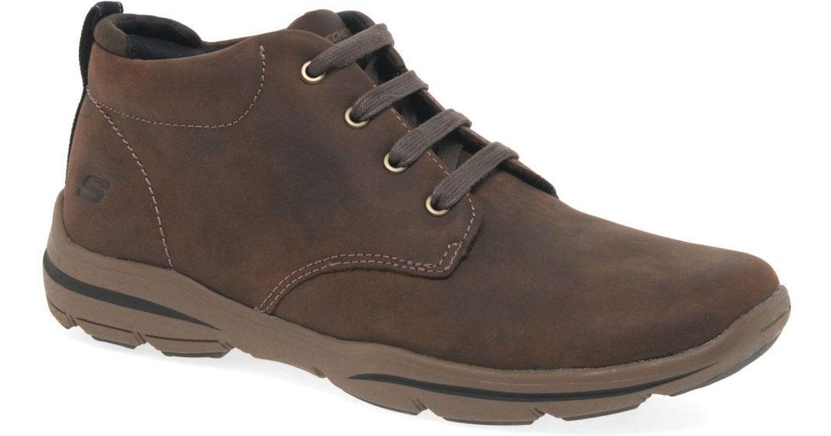 Skechers Leather Harper Melden Casual Lightweight Boots in Chocolate  (Brown) for Men | Lyst Canada