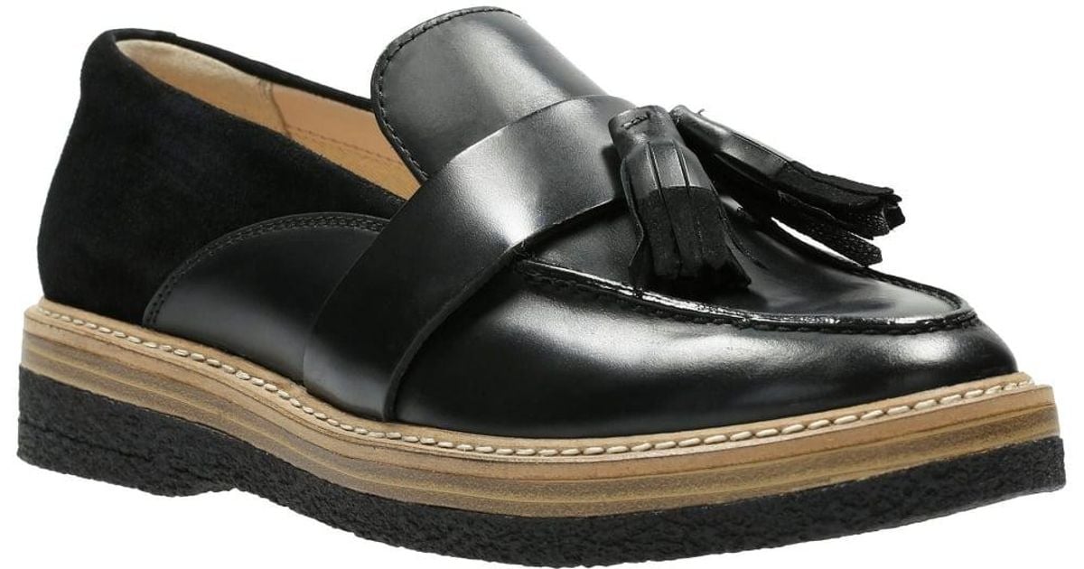 clarks womens loafers black