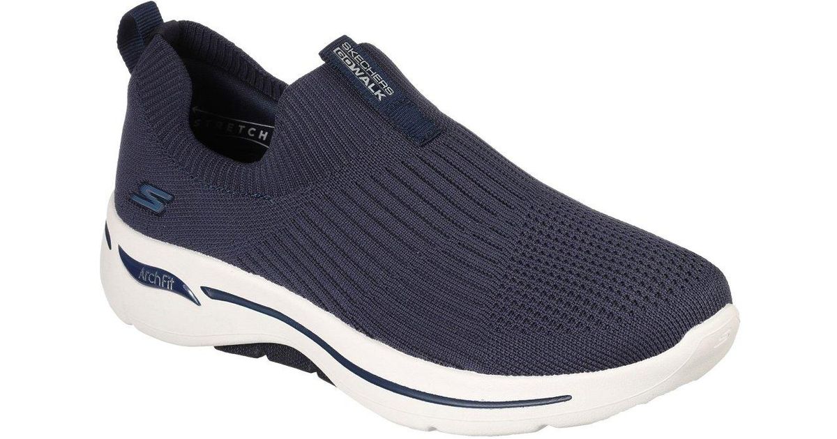 Skechers Synthetic Go Walk Arch Fit Iconic Trainers in Black (Blue ...