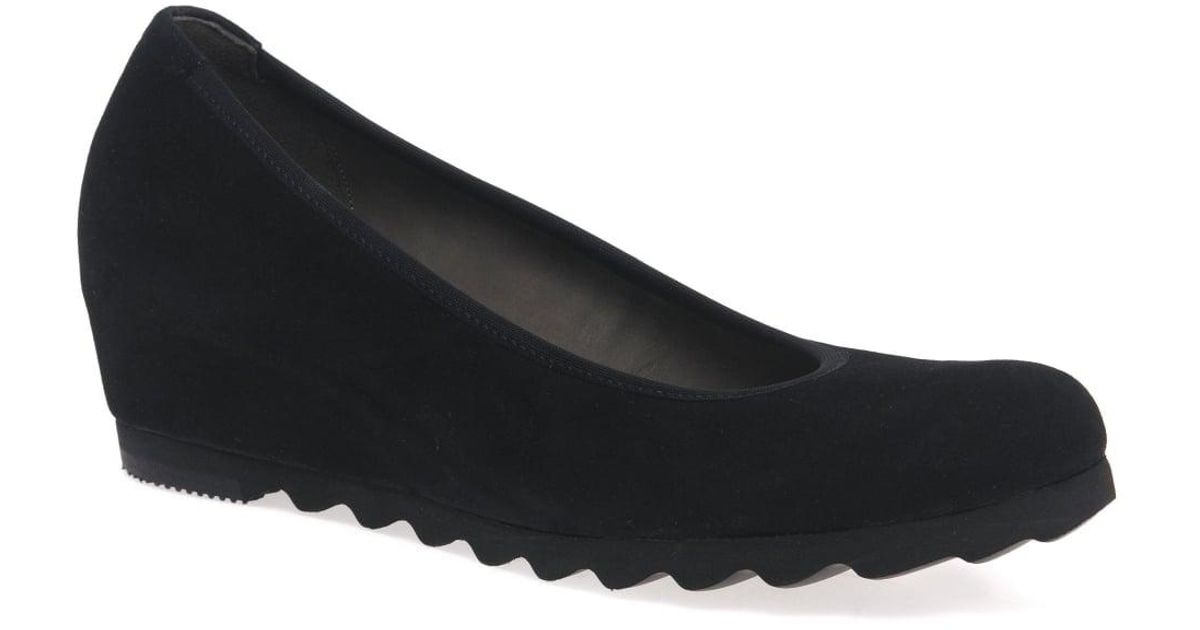 Gabor Suede Request Modern Wedge Court Shoes in Black Suede (Black) | Lyst  Australia