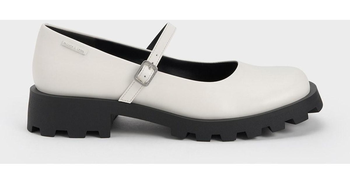 Charles & Keith Rounded Square-toe Mary Janes in White | Lyst