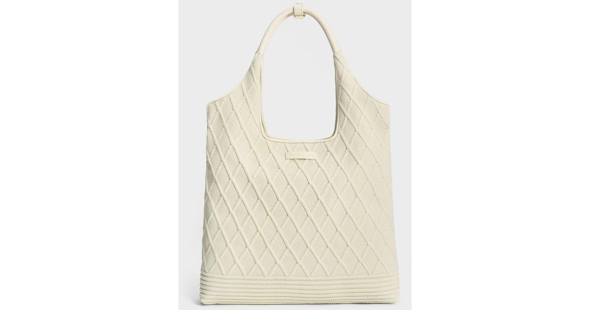 Charles & Keith Willa Knitted Tote Bag in Black
