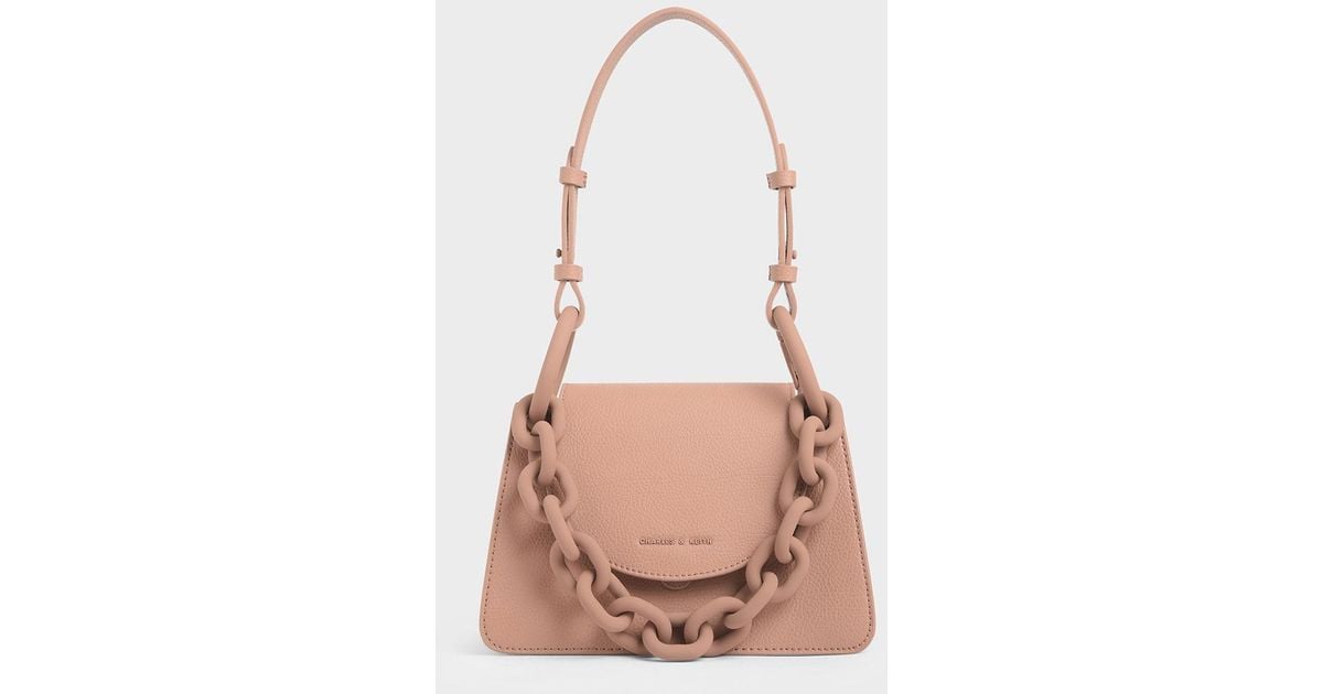charles & keith chunky chain link small shoulder bolsa