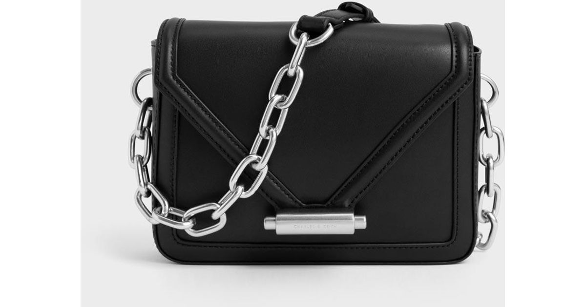 Charles & Keith Leather Lola Envelope Crossbody Bag in Black | Lyst ...