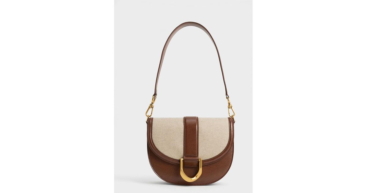Charles & Keith Gabine Twotone Saddle Bag in White Lyst
