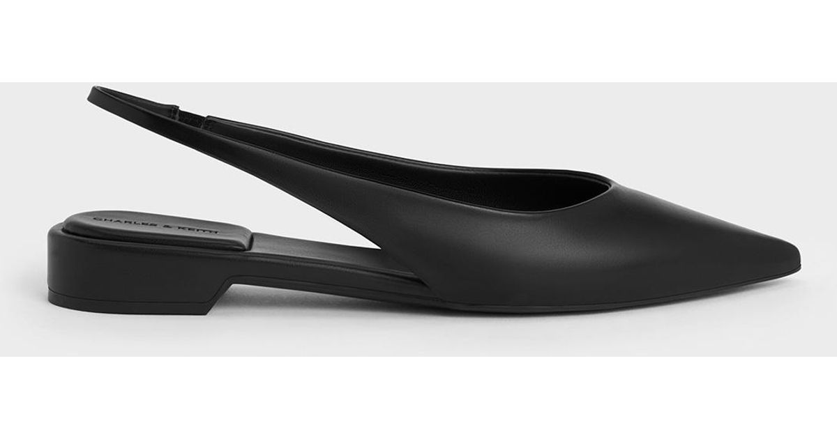 Charles & Keith Pointed-Toe High-Vamp Slingback Flats in White | Lyst