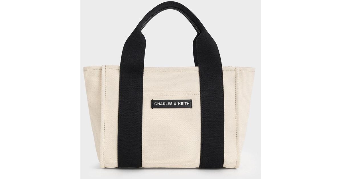 Charles Keith Kay Canvas Tote Bag in Black Lyst UK