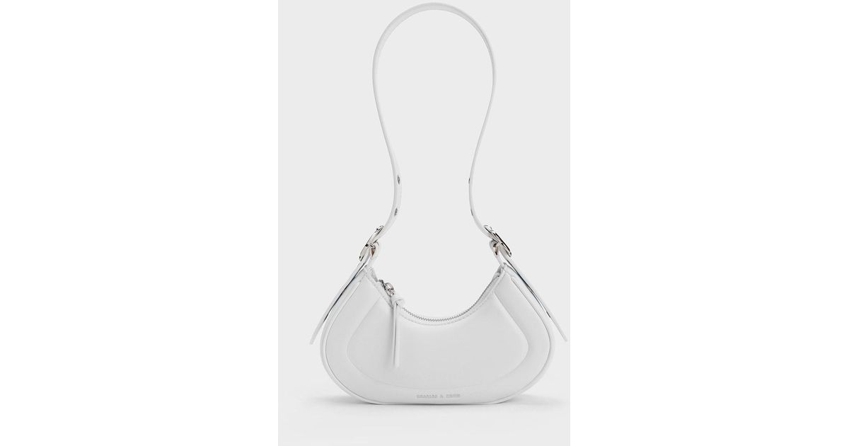 Charles & Keith Petra Curved Shoulder Bag in White | Lyst