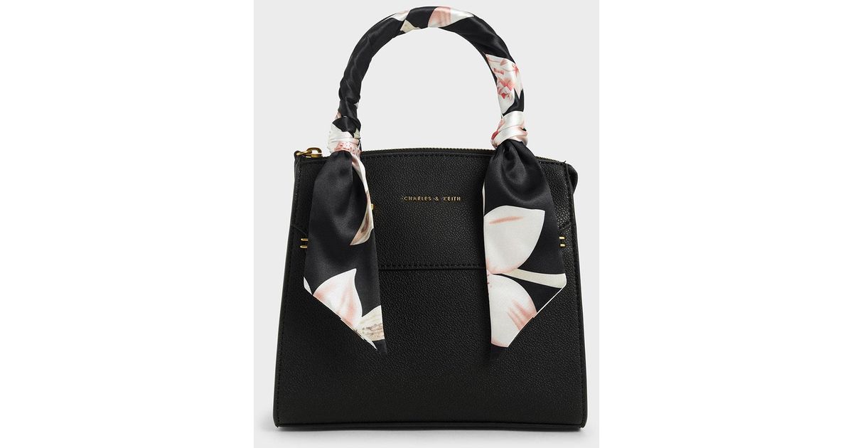 charles and keith satin scarf top handle bolsa