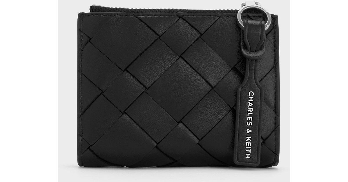 Charles & Keith Ivette Woven Top-Zip Small Wallet in Black | Lyst