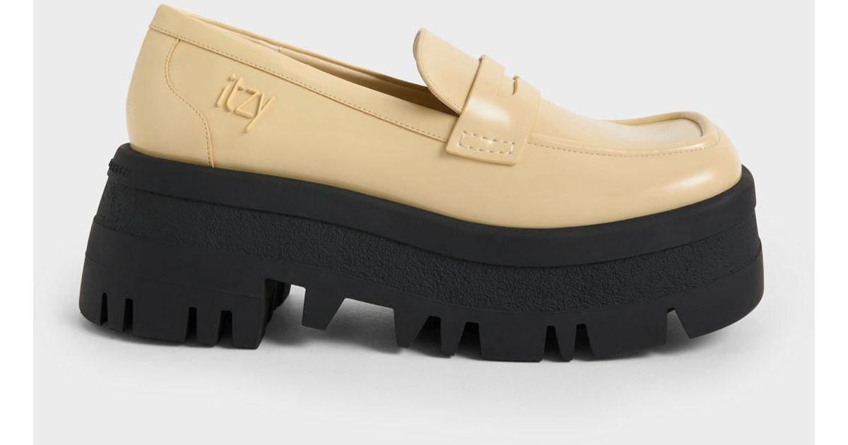 Charles & Keith Rainier Chunky Platform Penny Loafers in Black | Lyst