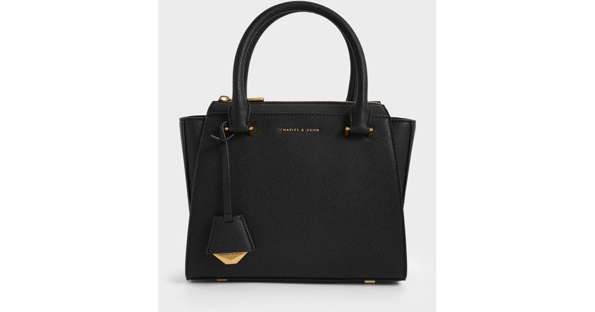 Charles & Keith Double Handle Trapeze Tote Bag in Black Lyst