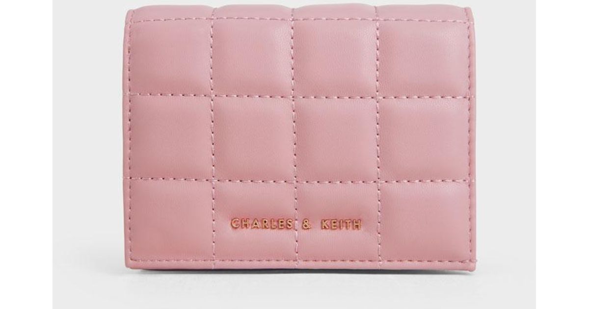 Charles & Keith Quilted Mini Short Wallet in Pink Lyst