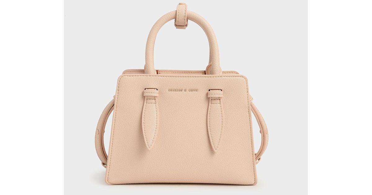 Charles & Keith + Croc-Effect Double Top Handle Structured Bag