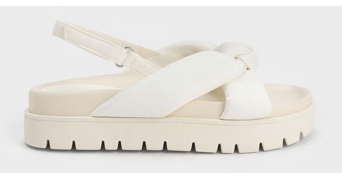 Charles & Keith Nylon Knotted Flatform Sandals in Natural | Lyst