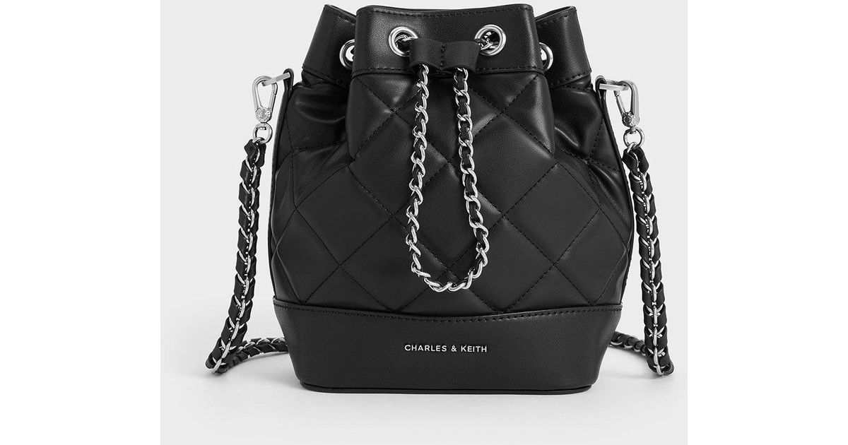 Charles & Keith Julia Quilted Two-way Bucket Bag in Black | Lyst Charles & Keith Julia Quilted Two-way Bucket Bag in Black | Lyst