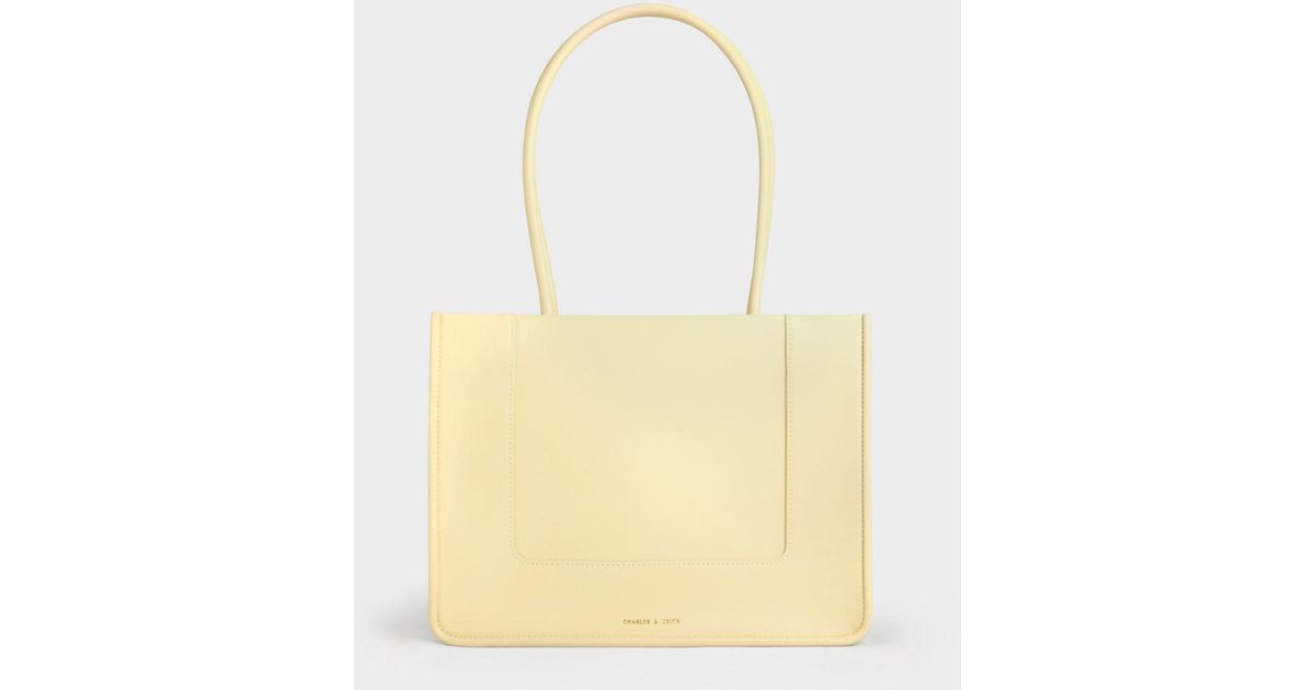 Charles & Keith Daylla Large Tote Bag in Yellow Lyst