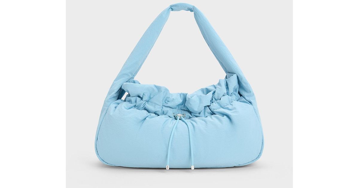 Denim Blue Anthea Denim Contrast-Trim Shoulder Bag - CHARLES
