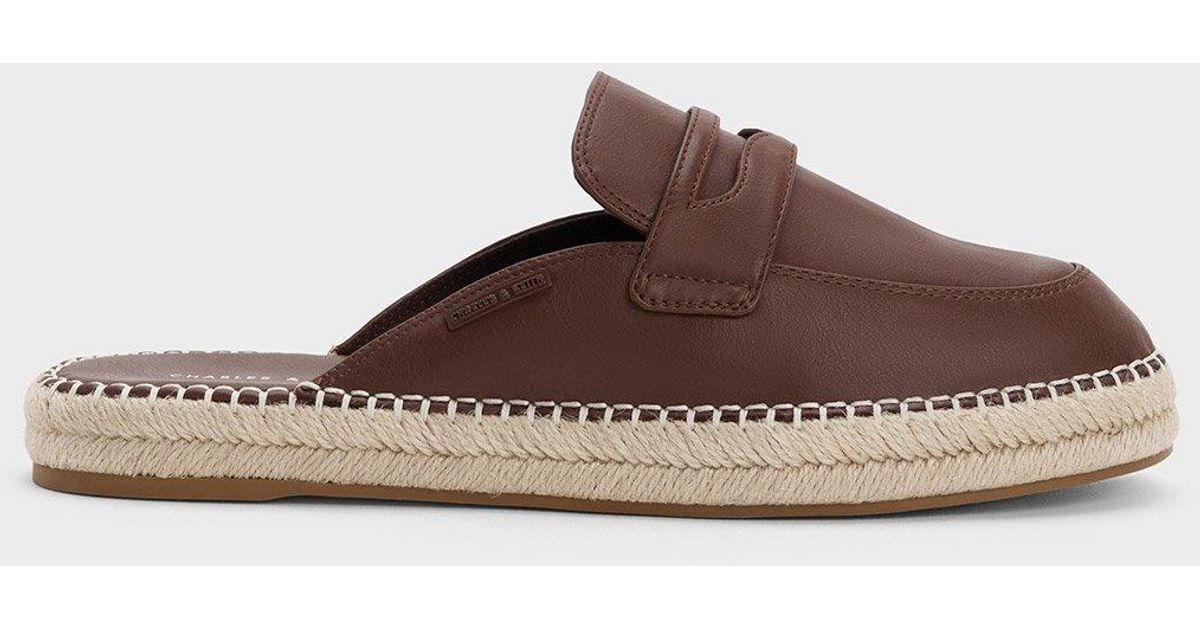 Charles & Keith Penny Loafer Backless Espadrilles in Brown Lyst