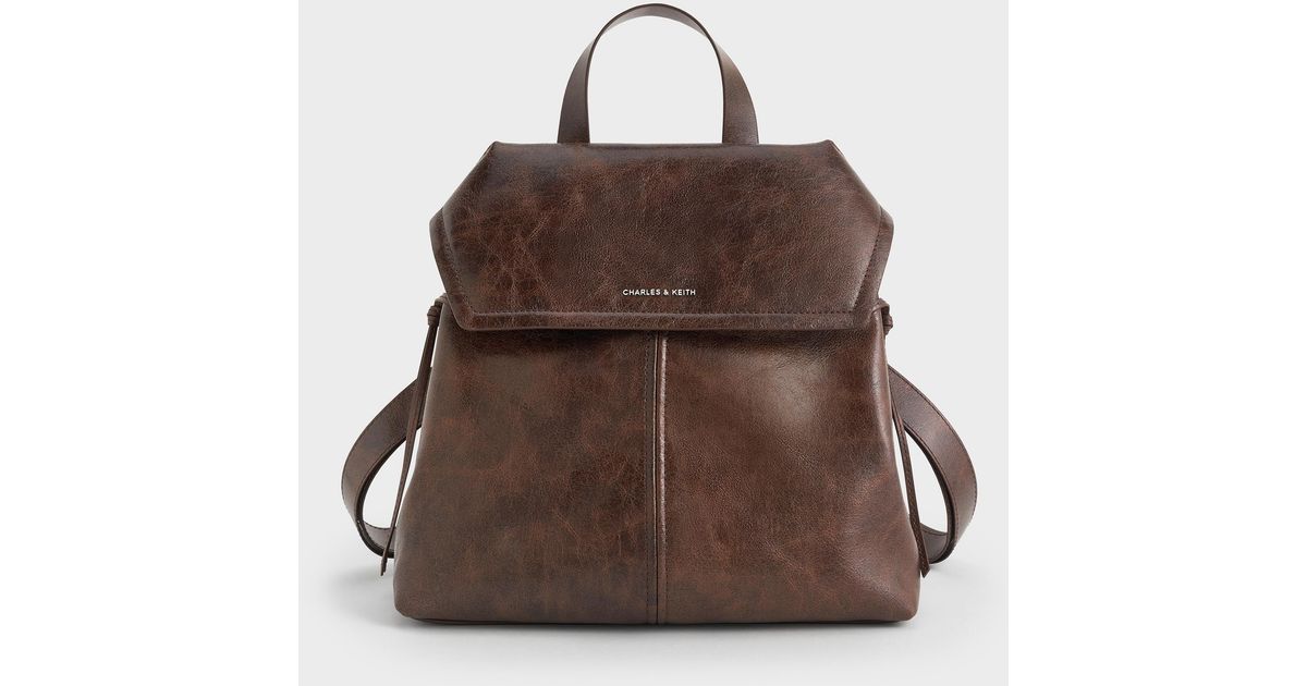 Charles & Keith Noane Backpack in Brown | Lyst