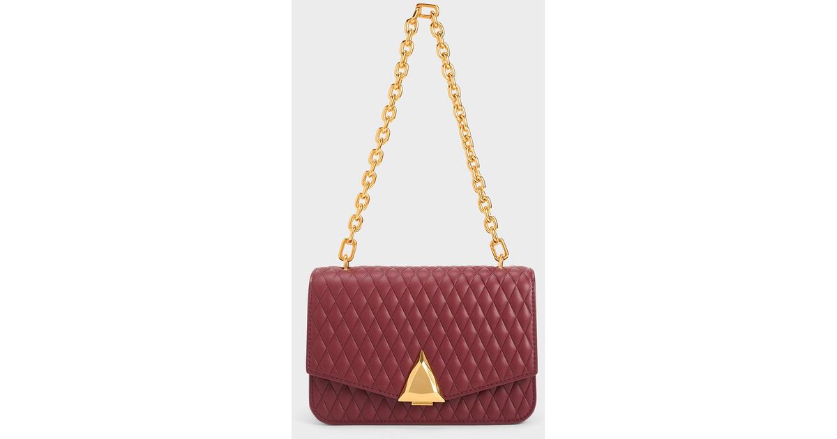 Charles & Keith Quinlynn Metallic Accent Quilted Bag in White Lyst