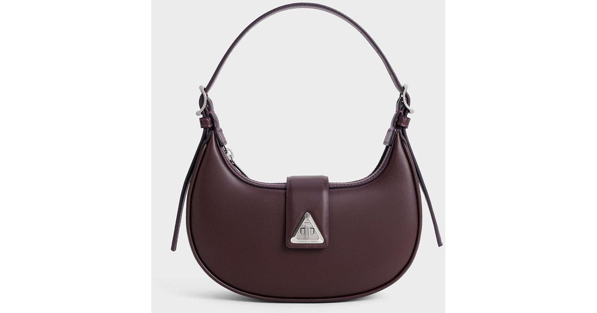 CHARLES&KEITH Trice llicAccent Belted ShoulderBag/送料込 charles-keith-Plum-Trice-