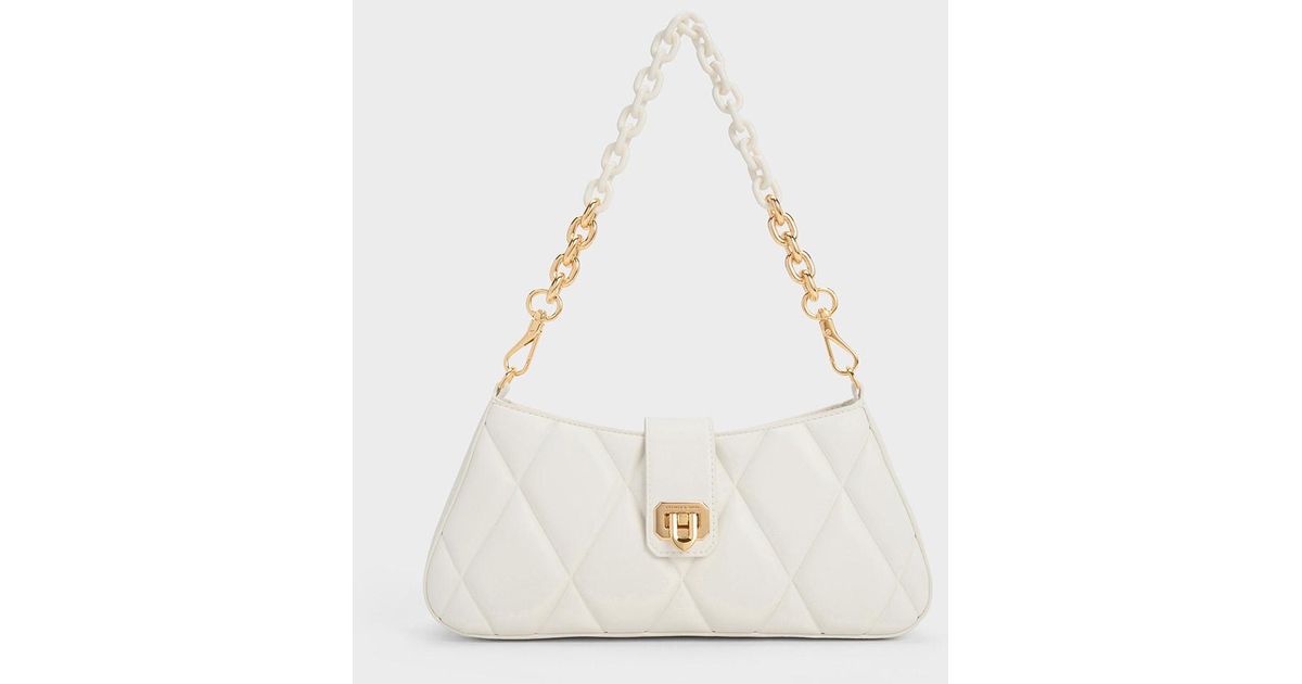 Charles & Keith Arwen Quilted Chunky Chain Bag in Natural Lyst